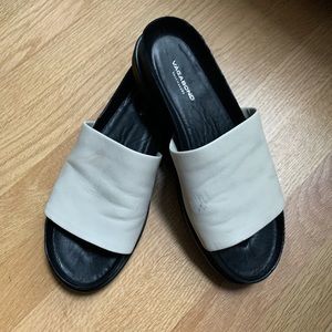 White leather slides